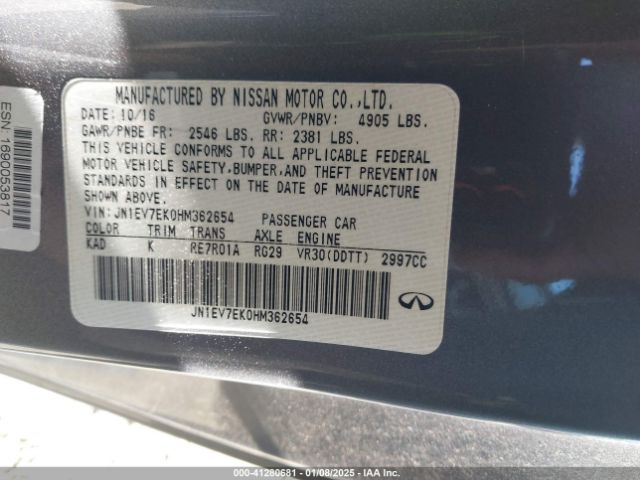 JN1EV7EK0HM362654 Infiniti Q60 3.0t Premium
