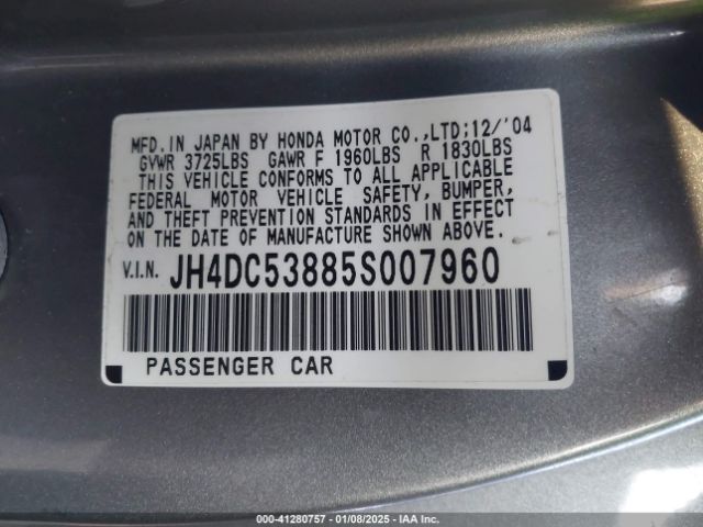 2005 ACURA RSX JH4DC53885S007960 Photo 8