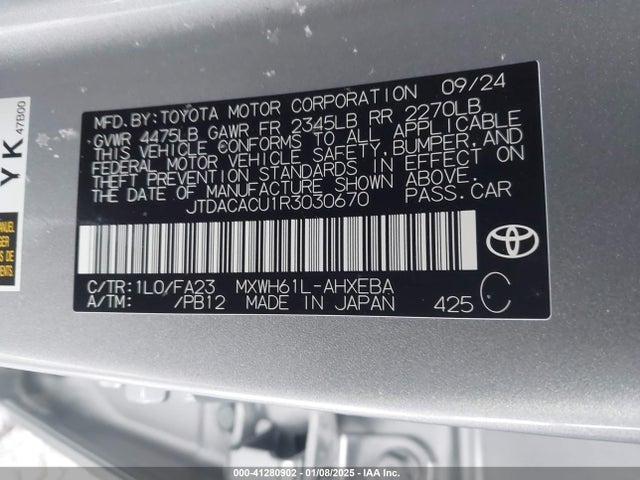 JTDACACU1R3030670 Toyota Prius Prime Se