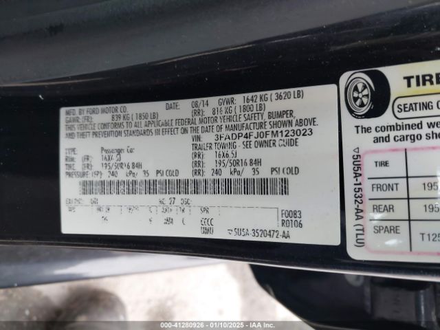 3FADP4FJ0FM123023 Ford Fiesta Titanium