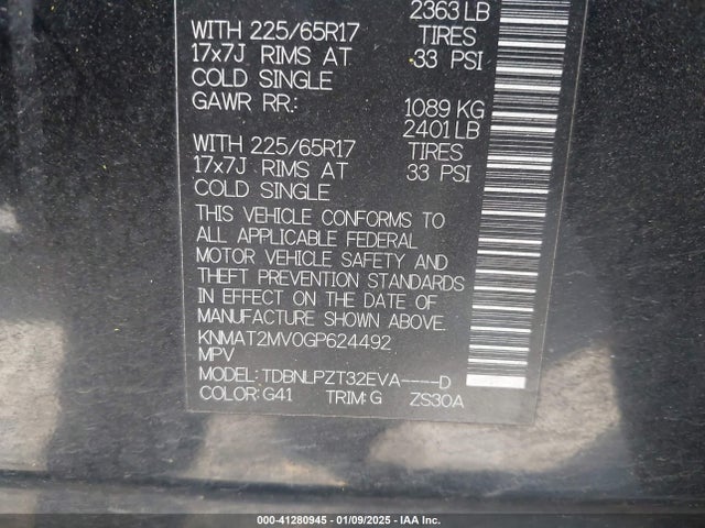 KNMAT2MV0GP624492 Nissan ROGUE S