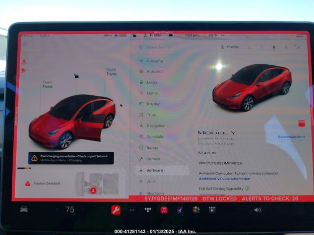 5YJYGDEE1MF148126 Tesla Model Y Long Range Dual Motor All-wheel Drive