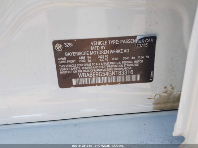WBA8E9G54GNT83316 BMW 328I