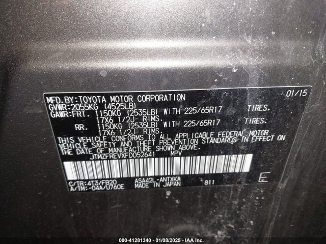 Toyota RAV4 LE 2015 JTMZFREVXFD052641 Image 9