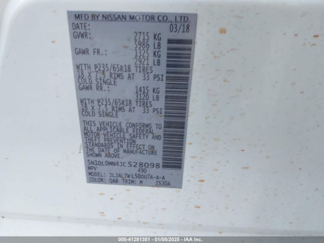 5N1DL0MN4JC528098 Infiniti QX60