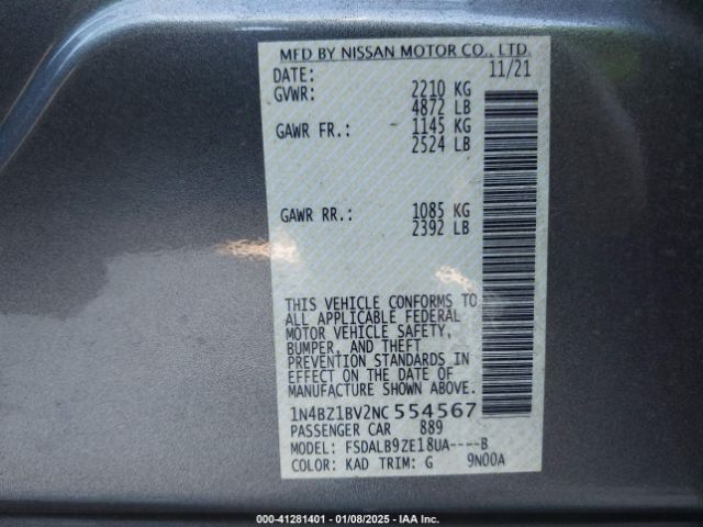 1N4BZ1BV2NC554567 Nissan Leaf S Plus 62 Kwh