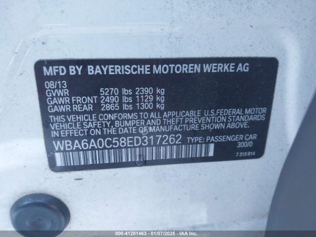 WBA6A0C58ED317262 BMW 640i Gran Coupe