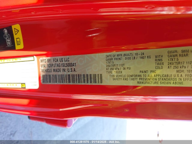 Jeep Gladiator Sport S 2025 1C6PJTAG1SL500041 Image 9