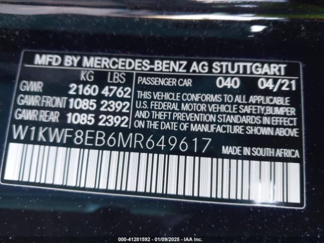 W1KWF8EB6MR649617 Mercedes-Benz C 300 4matic