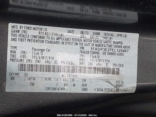 Ford FOCUS S 2014 1FADP3E27EL125467 Image 9