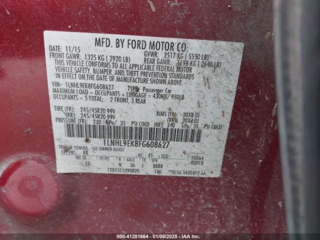 1LNHL9EK8FG608627 Lincoln MKS