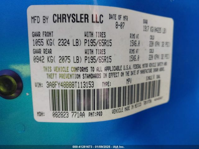 2008 CHRYSLER PT CRUISER 3A8FY48B88T113153 Photo 8