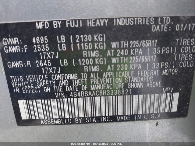 4S4BSAAC8H3338821 Subaru Outback 2.5i