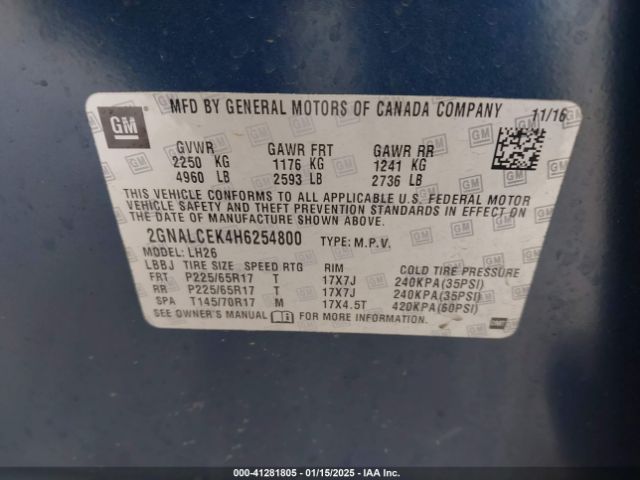 2GNALCEK4H6254800 Chevrolet EQUINOX LT
