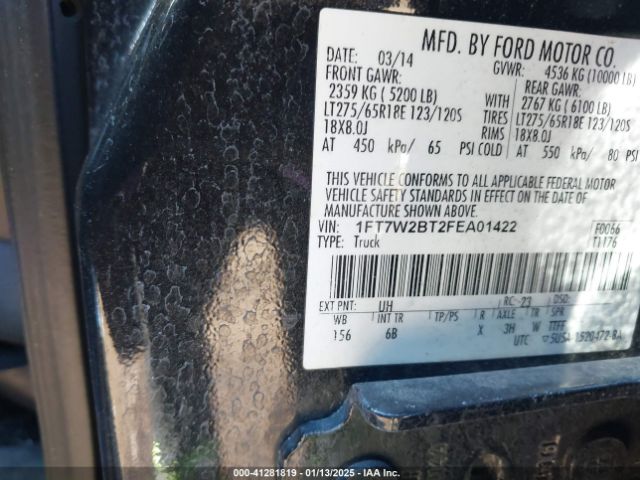 1FT7W2BT2FEA01422 Ford F-250 Lariat