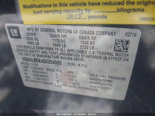 2GNALBEK4G6254093 Chevrolet EQUINOX LS