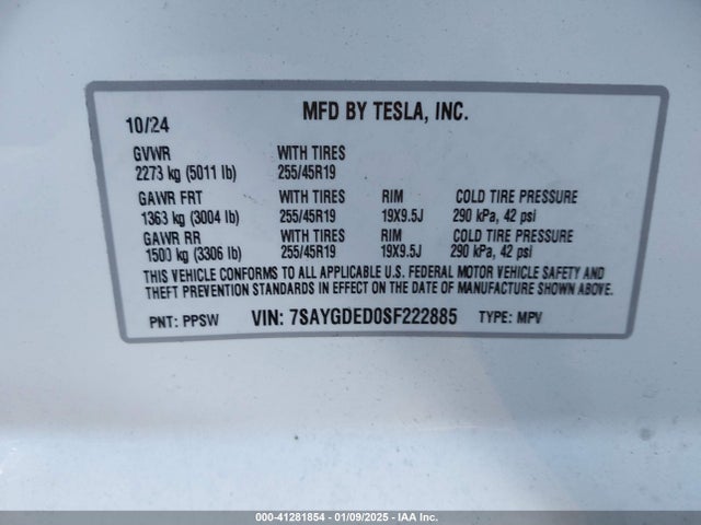 2025 TESLA MODEL Y 7SAYGDED0SF222885 Photo 8