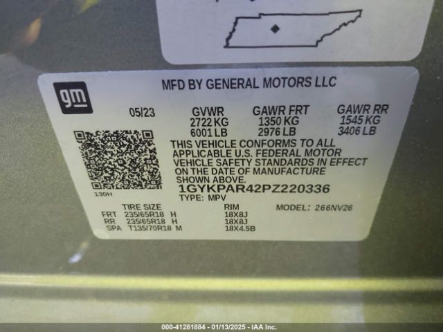1GYKPAR42PZ220336 Cadillac Xt6 Fwd Luxury