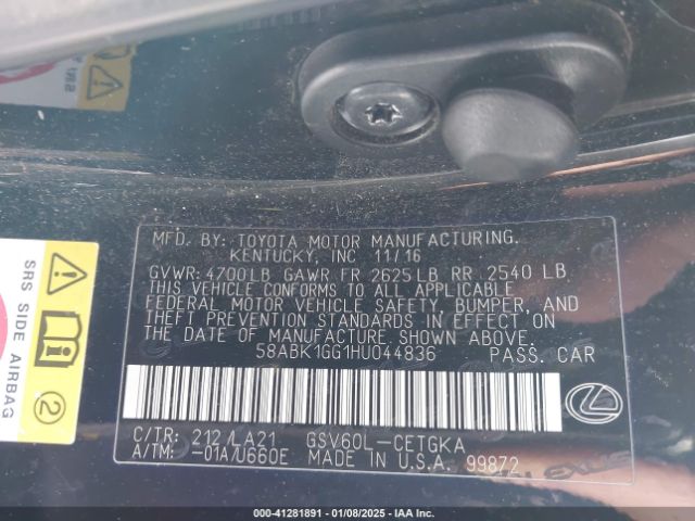 58ABK1GG1HU044836 Lexus ES 350