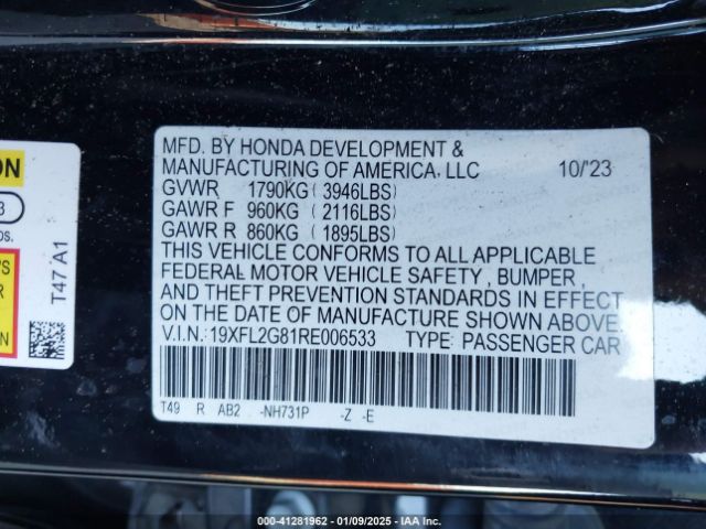 19XFL2G81RE006533 Honda Civic Sport