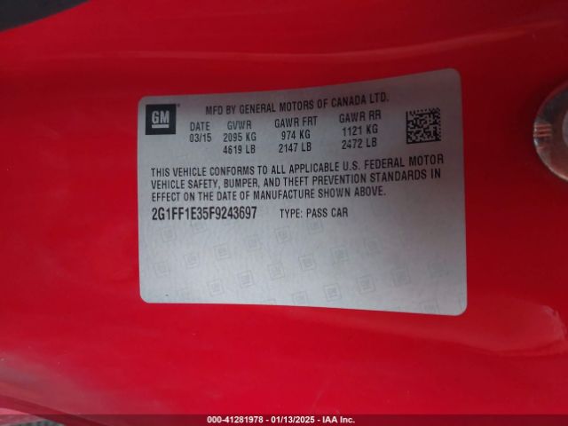 2G1FF1E35F9243697 Chevrolet Camaro 2lt