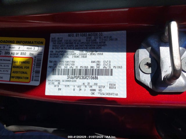 3FA6P0PU3GR210686 Ford Fusion Energi Se Luxury