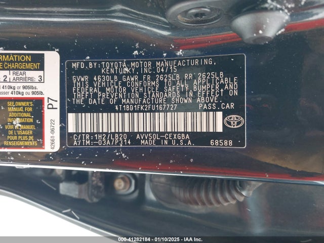 4T1BD1FK2FU167727 Toyota Camry Hybrid Xle