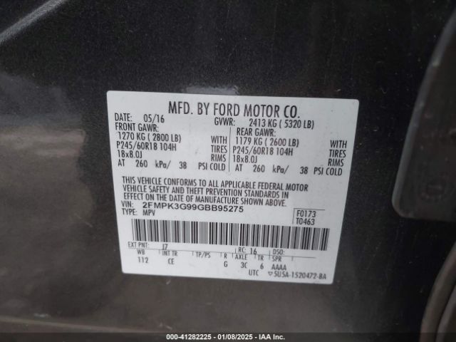 2FMPK3G99GBB95275 Ford EDGE SE