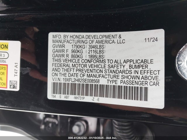 Продажа на аукционе авто 2025 Honda Civic Sport, vin: 19XFL2H82SE008568, номер лота: 41282232
