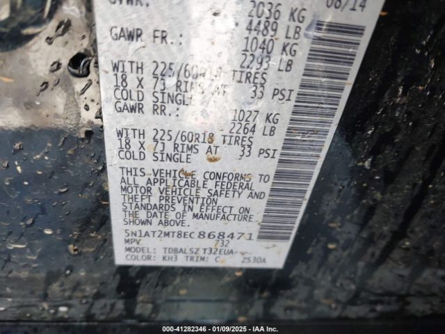 5N1AT2MT8EC868471 Nissan Rogue Sl
