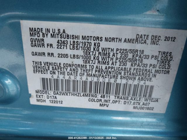 2013 MITSUBISHI OUTLANDER SPORT 4A4AR4AU6DE012724 Photo 8