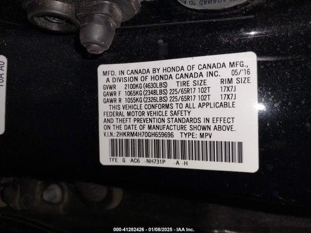 Honda Cr-v Ex-l 2016 2HKRM4H70GH659696 Image 9