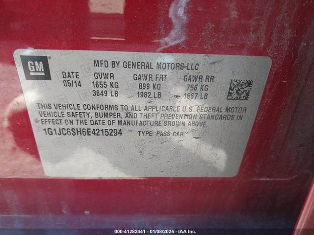 1G1JC6SH6E4215294 Chevrolet Sonic Lt Auto