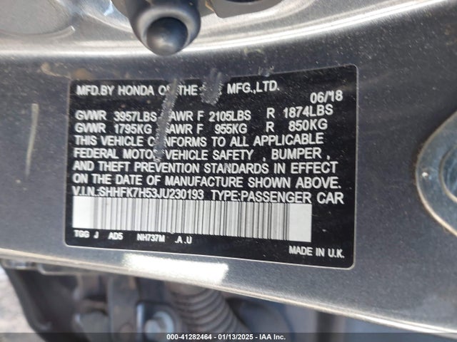 SHHFK7H53JU230193 Honda CIVIC EX
