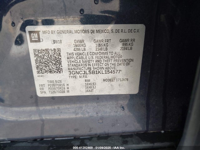 Chevrolet Trax Lt 2019 3GNCJLSB1KL154577 Image 9
