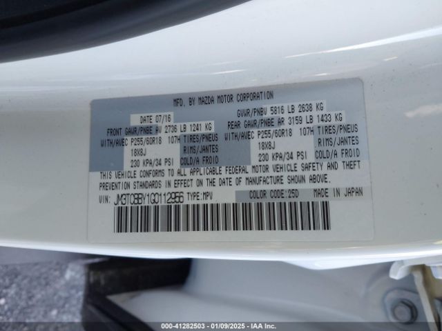 JM3TCBBY1G0112956 Mazda CX-9 SPORT