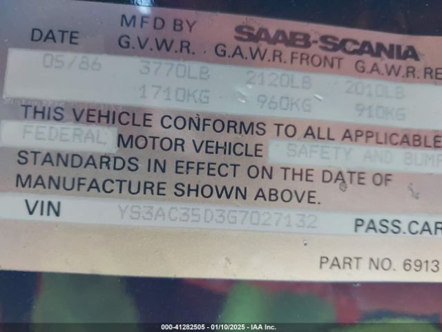 1986 SAAB 900 YS3AC35D3G7027132 Photo 8