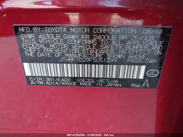 JTHBF1D29F5051399 Lexus IS 250