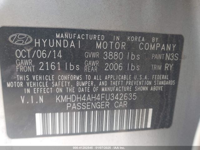 KMHDH4AH4FU342635 Hyundai Elantra Sport