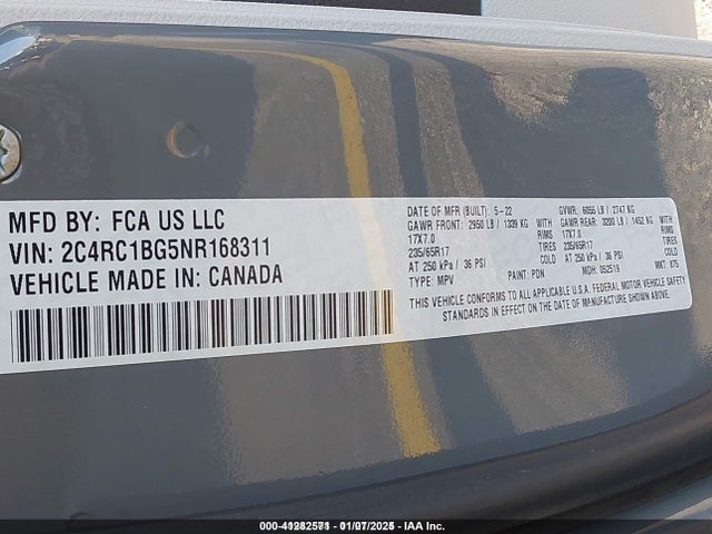 Chrysler Pacifica Touring L 2022 2C4RC1BG5NR168311 Image 9