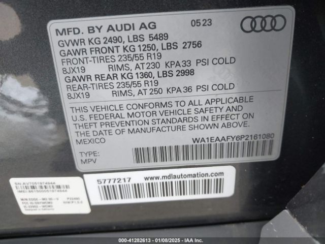 WA1EAAFY6P2161080 Audi Q5 Premium Plus 45 Tfsi S Line Quattro