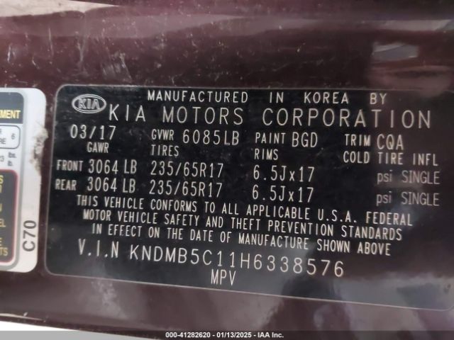 KNDMB5C11H6338576 KIA SEDONA LX
