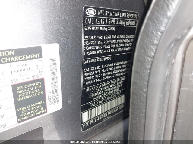 SALGW2FEXHA327757 Land Rover Range Rover 5.0l V8 Supercharged Sv Autobiography Dynamic