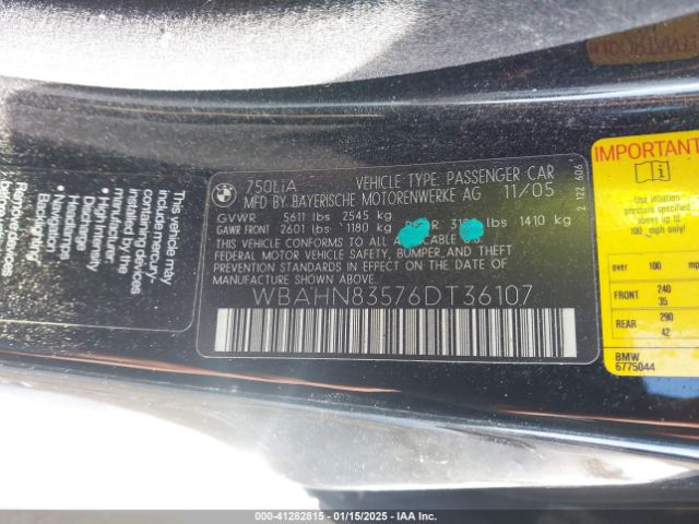 2006 BMW 750LI WBAHN83576DT36107 Photo 8