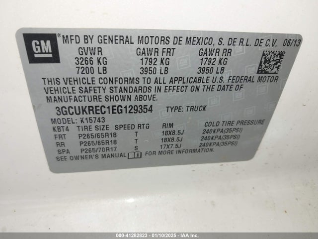 3GCUKREC1EG129354 Chevrolet Silverado 1500 2lt