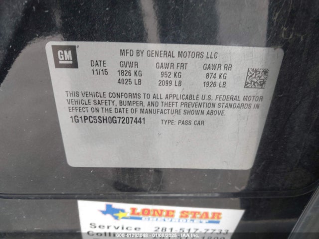 1G1PC5SH0G7207441 Chevrolet Cruze Limited Ls Auto