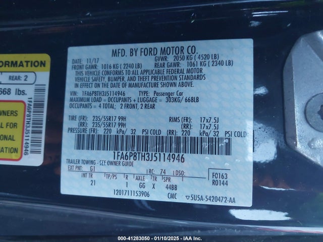 Ford Mustang Ecoboost 2018 1FA6P8TH3J5114946 Image 9