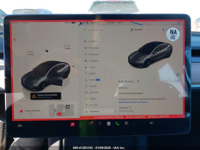 5YJ3E1EA3PF678825 Tesla Model 3 Rear-wheel Drive