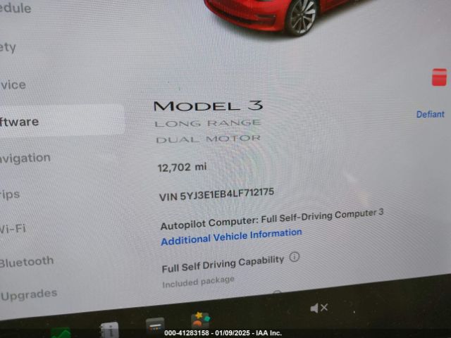 5YJ3E1EB4LF712175 Tesla Model 3 Long Range Dual Motor All-wheel Drive