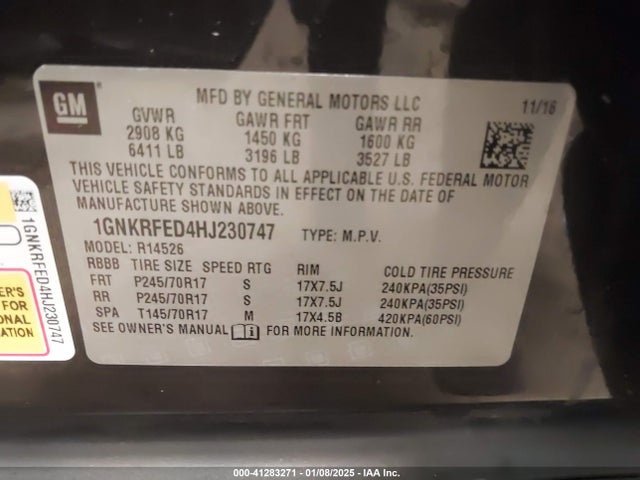 Chevrolet Traverse Ls 2017 1GNKRFED4HJ230747 Image 9